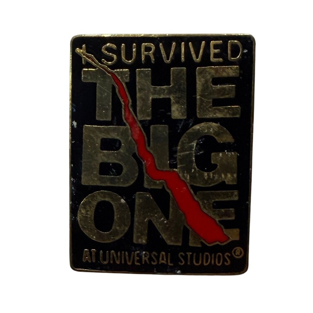 Vintage Universal Studios Hollywood I Survived The Big One Earthquake Enamel Pin